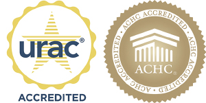 URAC and ACHC accreditation badges for the Reading Hospital Specialty Pharmacy