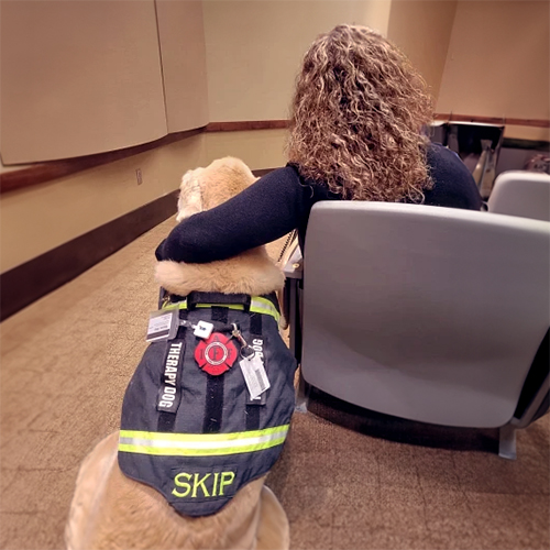 A service dog and owner at the Post Traumatic Purpose event 