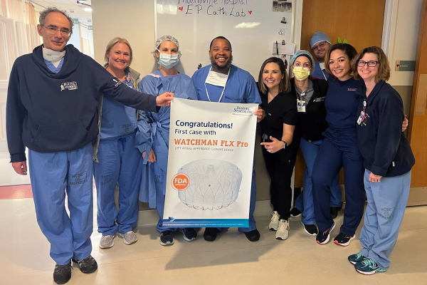 Dr. Vadim Levin performed Phoenixville Hospital’s first patient implant of the new WATCHMAN FLX™ Pro Left Atrial Appendage Closure (LAAC) Device.