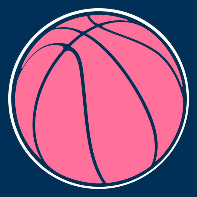 Pink basketball on blue background