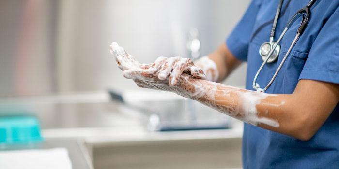 Quality - medical worker washing hands