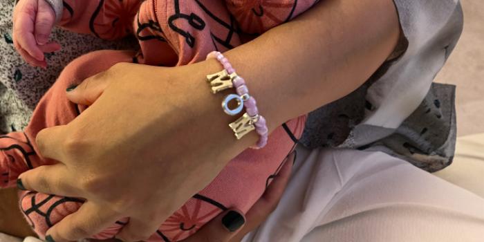 Eras-style friendship bracelet shared by maternity and NICU to honor Taylor Swift's birthdate at Reading Hospital.